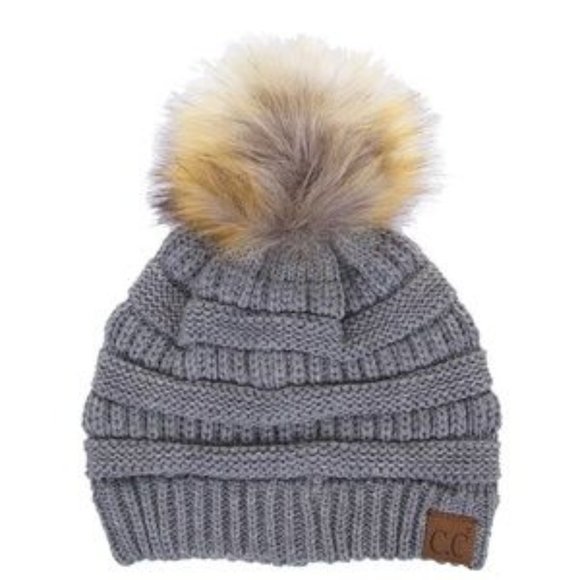 C.C 3pc Knit Warm Pom Beanie Gloves Scarves Set